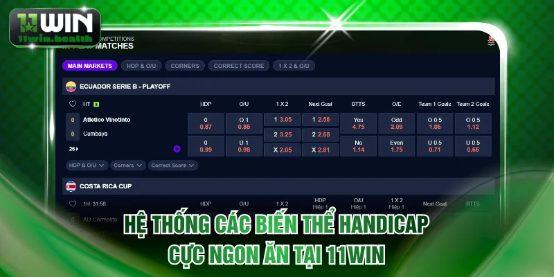 Kèo Châu Á - Hướng Dẫn Cược Chấp Tại 11WIN Cho Người Mới 2 Hệ thống các biến thể Handicap cực ngon ăn tại 11WIN